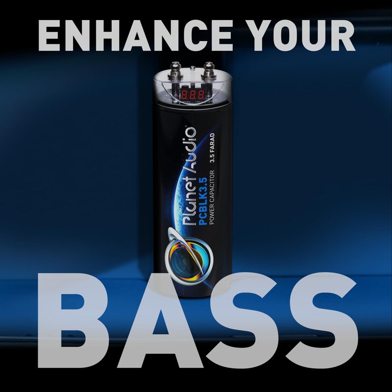 Planet Audio PCBLK3.5 Car Capacitor â€“ 3.5 Farad, Energy Storage, Enhance Bass from Stereo, Warning Tones, LED Voltage Meter - Image 2